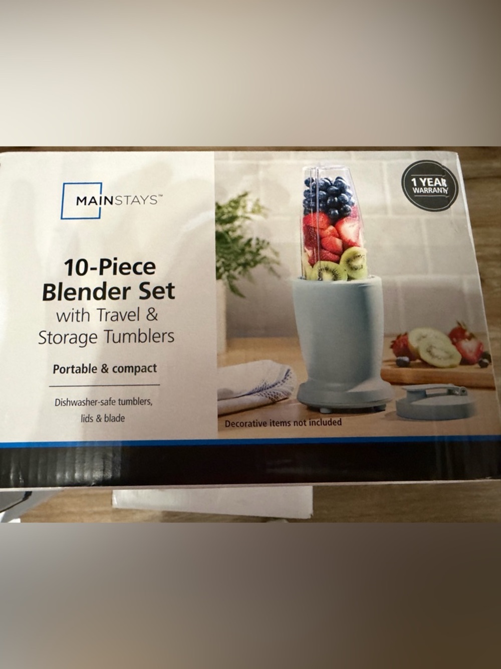 Mainstays Blue 10-Piece Personal Blender Set with Travel Tumblers new in box